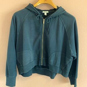 FLX cropped hoodie Size L Muted Peacock blue Zip up